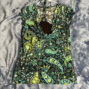 Apt. 9 Green and Yellow Paisley Blouse